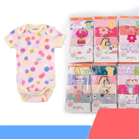 5-Pack Baby Cotton Short Sleeve Rompers with Envelope Neck